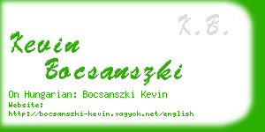 kevin bocsanszki business card